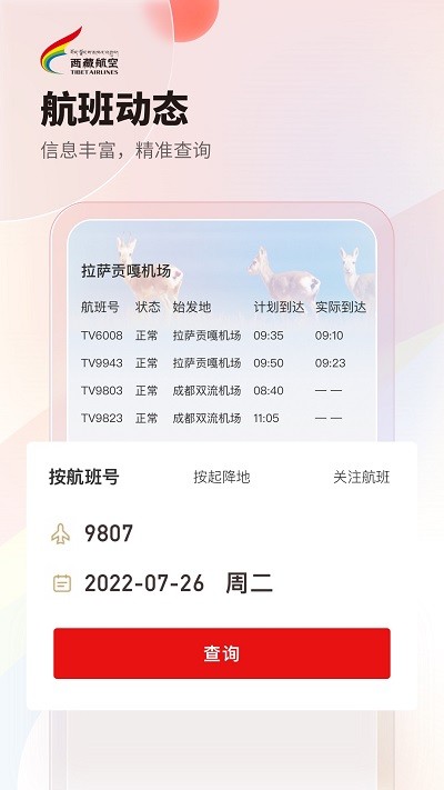 西藏航空订票截图